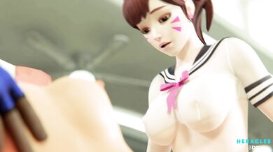Lesbian Tracer & D.va Double Penetration Action!