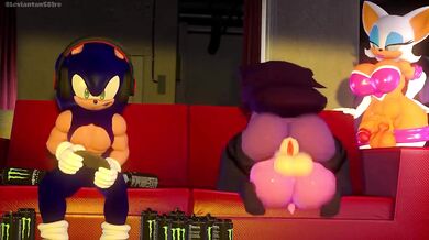 Sonic's Busty MILF Takes on Three Young Lovers