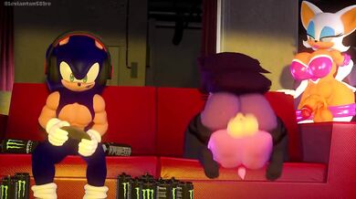 Sonic's Busty MILF Takes on Three Young Lovers
