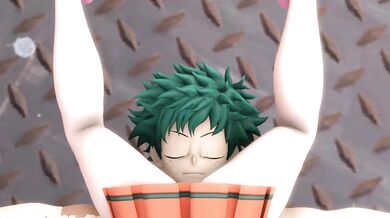 Midoriya's nocturnal emission after being fellated by Ochaco
