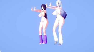 Sweaty Nymphos Kuro and Anne Work Out their Pussies in the Gym