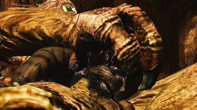 Khajiit Gives Tribute to a Giant Troll's Swollen Cock