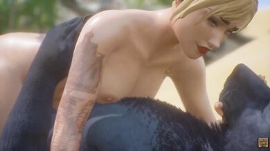 Busty Beauty Fucks Hairy Beast in the Woods