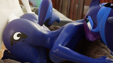 Luna and Celestia get down on all fours in a night of wild doggy style sex.