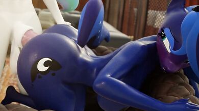 Luna and Celestia get down on all fours in a night of wild doggy style sex.
