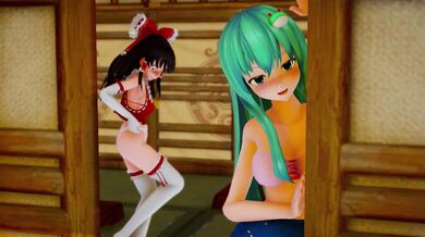 [Tsunami] Hot Springs Striptease with Reimu and Sanae by Krag