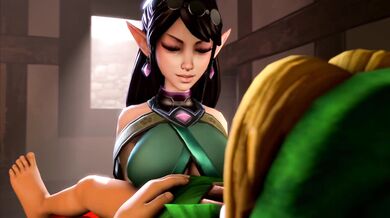 Yuna and Link's animated blowjob session - Sakura Leaf