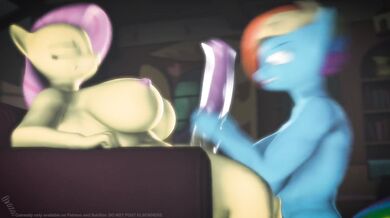 Wet and Horny Rainbow Dash Ravages Fluttershy's Wet Pussy In SFM