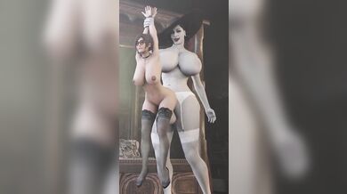 Ada Wong's Tight Grip on Alcina Dimitrescu's Cock During Resident Evil Fuckfest