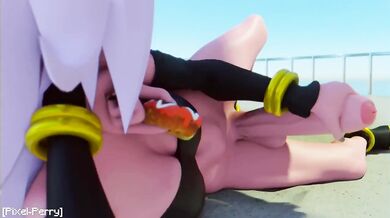 Naughty Futa Android Gets Her Own Pleasure in Public