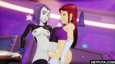 Dark-haired Ravishing Raven Romps with Flame-tressed Foxxy Starfire [PornHub]