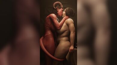 Evil Smooching with Nylon Lingerie