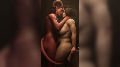 Evil Smooching with Nylon Lingerie