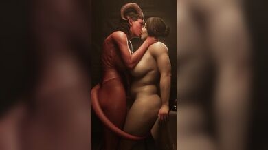 Evil Smooching with Nylon Lingerie