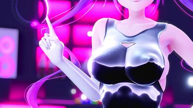 The Horny Towa-Sama From HMV Pumps Up Her Boobs In A Lustful Fit Of Pleasure While Wearing A Naughty Race Queen Costume!