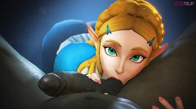 Dark elf sucks on Zelda's balls while she moans in pleasure - Fugtrup