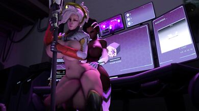 Futa Mercy's Inflating Dick as Futa Sombra Gives Her a Good Ride