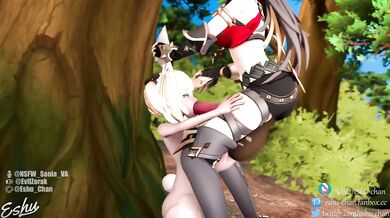 Elin and Dehya's Wicked Threesome with Eshu-Chan