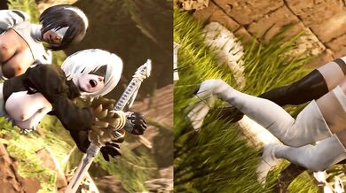 Twin Dicking Simultaneous Action in Splitscreen