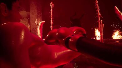Evil Temptress Battles Warrior in Steamy Threesome