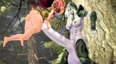 Lesbian Encounter Between Dark Elf Archer and Evil Sorceress [coot27]