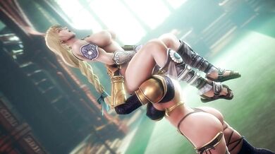 Sexy Busty Babes Ivy and Sophitia Get Nasty in the Sack