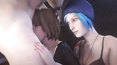 Max's Cock Sucked by Hot Step-Sis Chloe - Lesbian Threesome