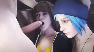 Max's Cock Sucked by Hot Step-Sis Chloe - Lesbian Threesome