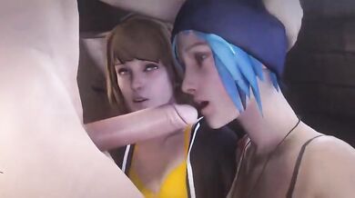 Max's Cock Sucked by Hot Step-Sis Chloe - Lesbian Threesome