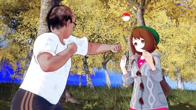 Gloria's Defeat in the Poke-Battle Scene [NSFW]