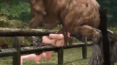 Girl Rides Horse Then Takes A Ride On His Throbbing Cock