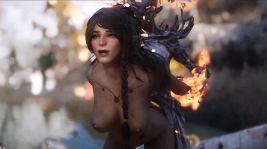 Lustful Bosmer Girl Pleases Spriggan Masters with her Body