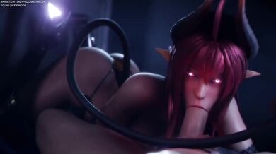 Lazy Procrastinator's Daemon Girl Gives Explosive Blowjobs