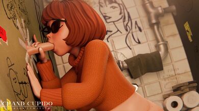 The Scooby Gang's Naughty Adventure: Velma and Daphne Suck Off Mystery Cum in the Restroom