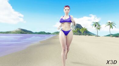 The Hot and Horny Adventures of Black Widow on the Beach Running From Dirty Lustful Men