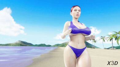 The Hot and Horny Adventures of Black Widow on the Beach Running From Dirty Lustful Men