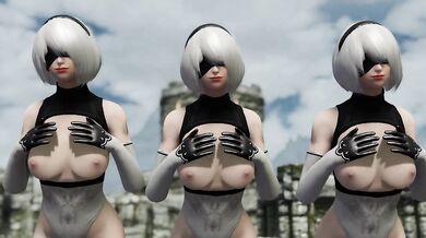 Four-Way Fun with Two Swords: Skyrim's Sexy Adventure with 2B