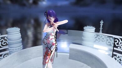 [JUSWE] Raiden Ei Sexy China Dress doing Erotic Dance [4K] could be rewritten as China Dress Sexy Dancer Raiden Ei [JUSWE] does Erotic 4K Moves.