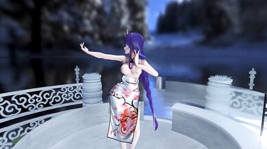 [JUSWE] Raiden Ei Sexy China Dress doing Erotic Dance [4K] could be rewritten as China Dress Sexy Dancer Raiden Ei [JUSWE] does Erotic 4K Moves.