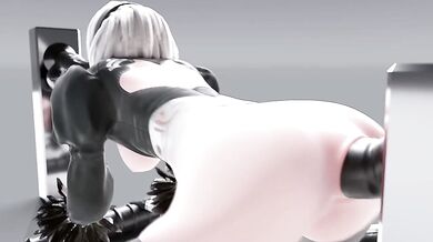 2B Takes Dildos From Both Ends