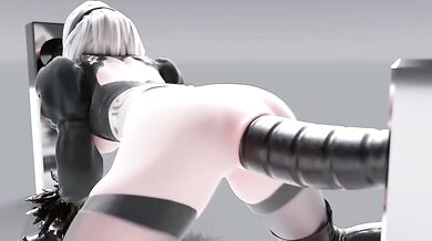 2B Takes Dildos From Both Ends