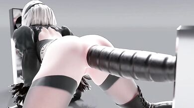 2B Takes Dildos From Both Ends