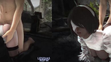 (Lesdias) 2B/2P Doggy Style - Split Screen