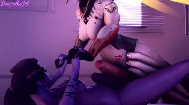 Futa Mercy and Widowmaker's Sapphic Embrace