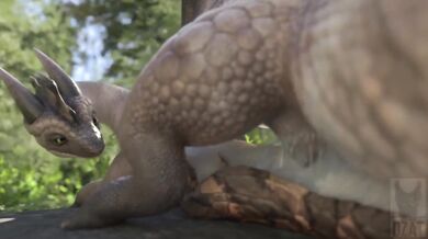 In the furry lizard forest, a rider mounts up on a Dzäta and sets out into the wild