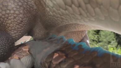 In the furry lizard forest, a rider mounts up on a Dzäta and sets out into the wild