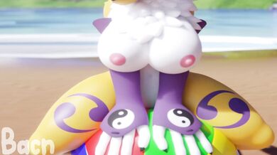 Renamon's Seaside Escapade - Bangin' on the Sand!