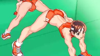 Busty Sakura's Sweaty Fitness Fun with the Red Sport Suit On!
