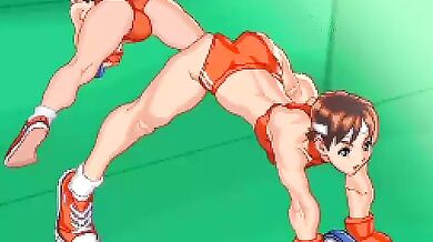 Busty Sakura's Sweaty Fitness Fun with the Red Sport Suit On!