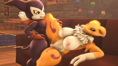 Pure Renamon Ravaged by Depraved Impmon in Grueling Part 2 [Aryentai]
